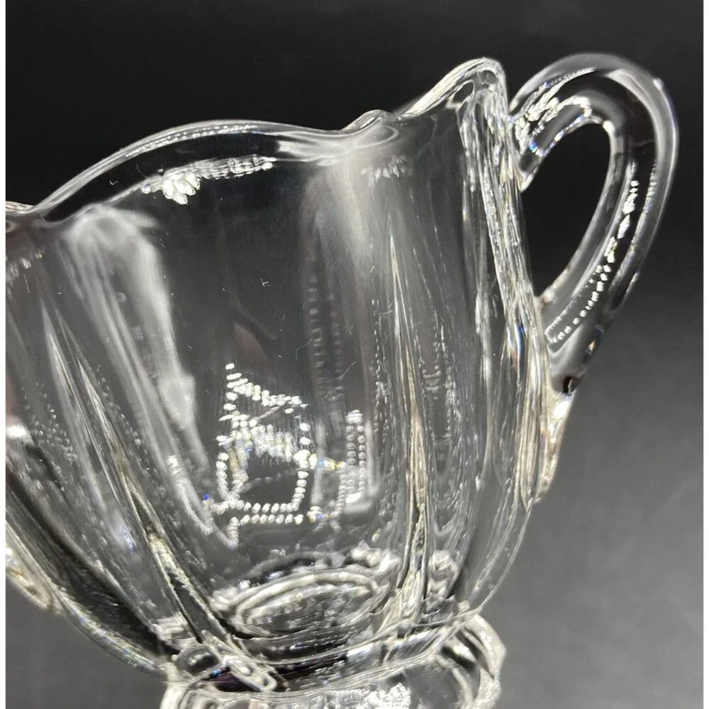 Cambridge Elegant Glass Corinth Optic Clear Mini Creamer & Open Sugar Bowl Set